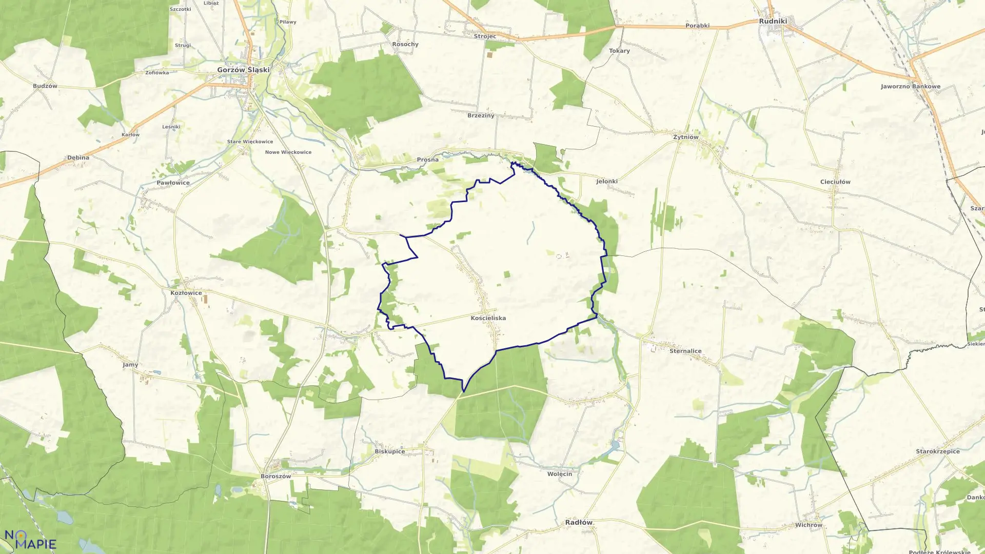 Mapa obrębu KOŚCIELISKA w gminie Radłów