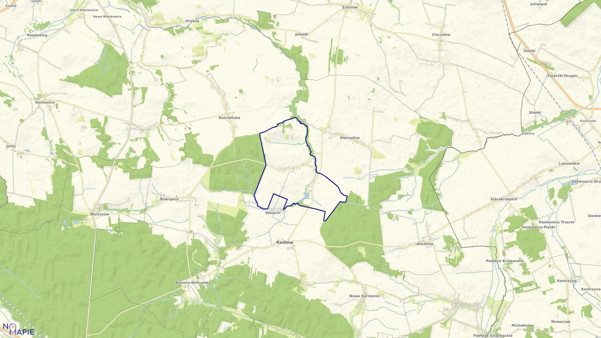 Mapa obrębu LIGOTA OLESKA w gminie Radłów