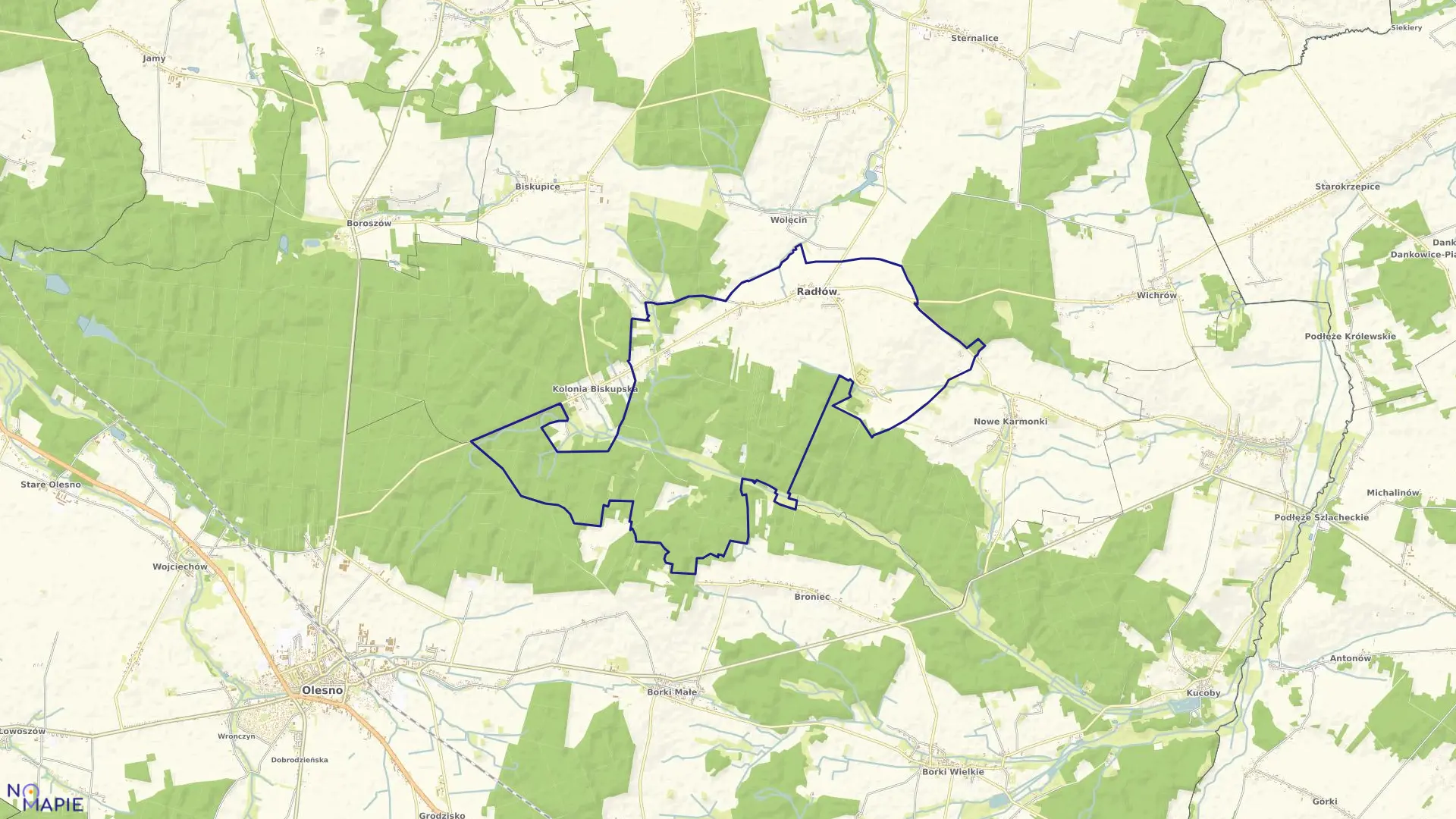 Mapa obrębu RADŁÓW w gminie Radłów